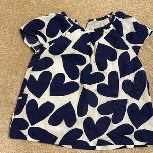 Primary Navy and White Heart Print Girls Shirt, size 4-5
